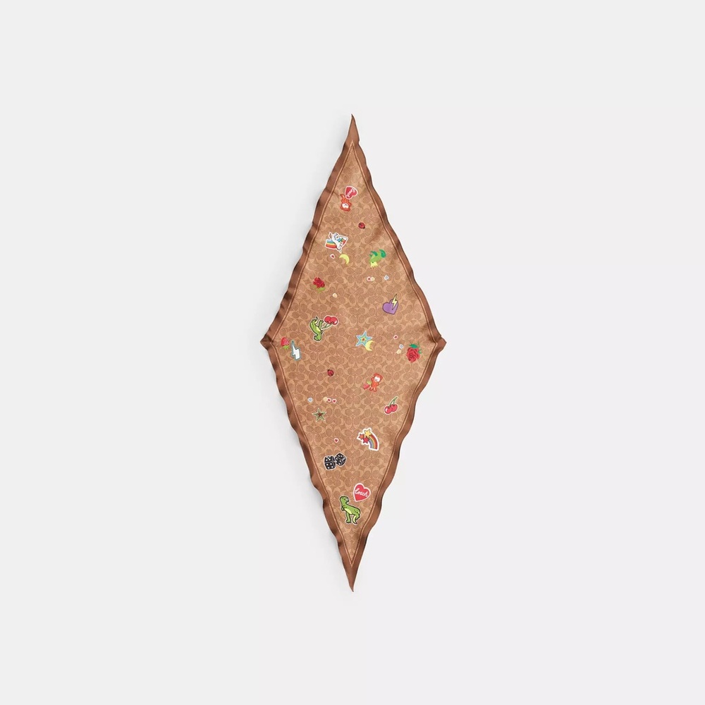 Coach Sticker Print Diamond Scarf